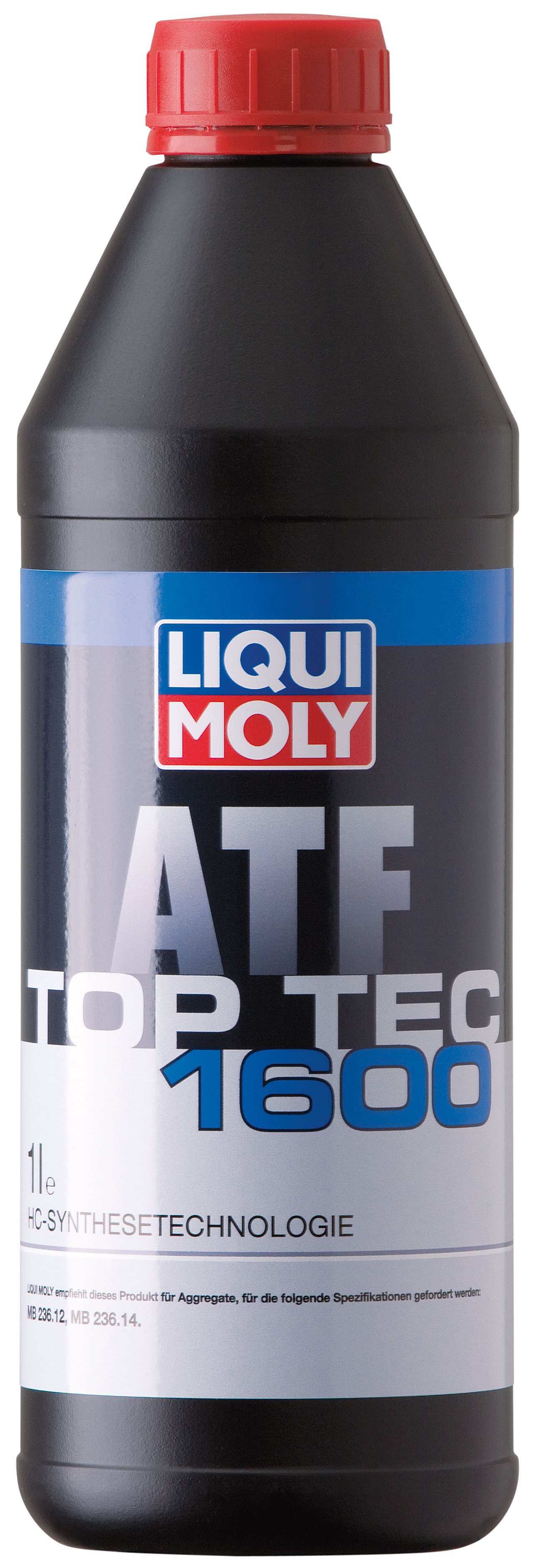 عبوة رمادية لزيت القير الأوتوماتيكي ليكوي مولي Top Tec ATF 1600 مع غطاء أحمر.
