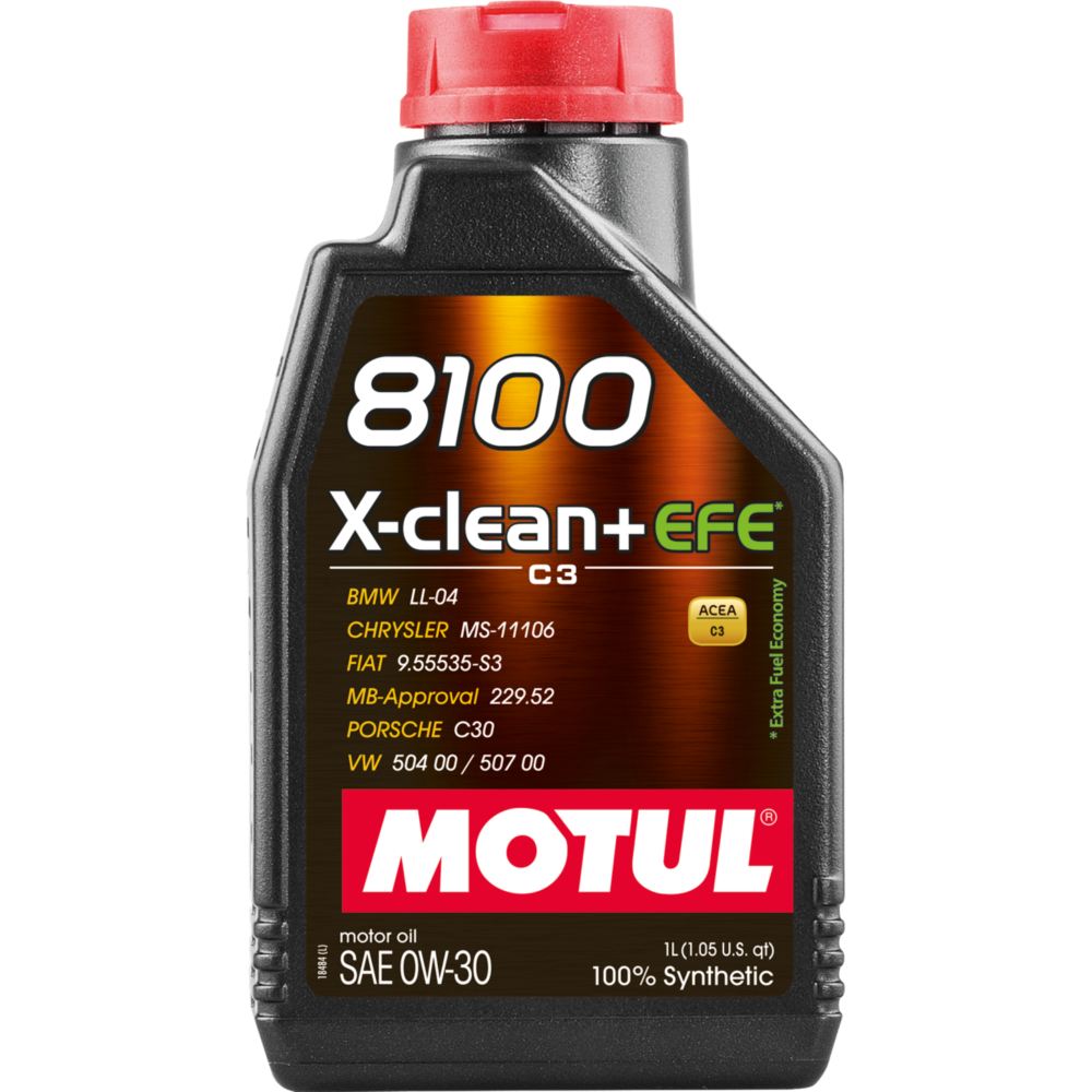 عبوة بلاستيكية سوداء سعة 1 لتر لزيت محرك السيارات موتول 8100 X-clean+ EFE لزوجة 0W30
