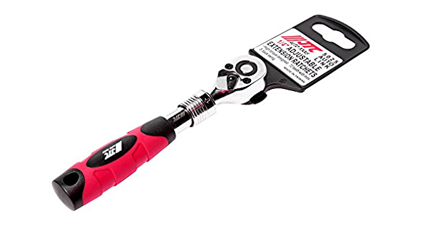 JTC 1/4-inch drive extendable ratchet with a red and black handle