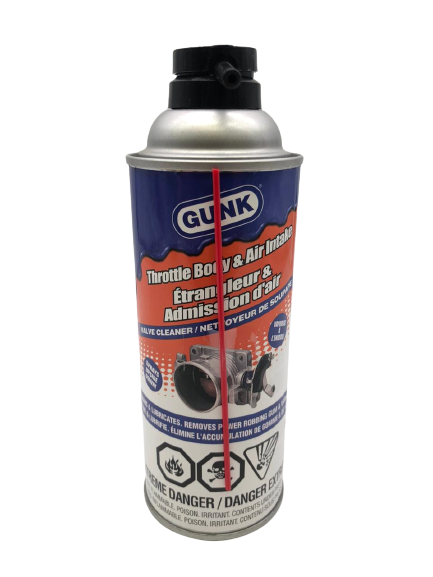 A 12 OZ (340g) aerosol canister of Genuine GUNK Throttle Body and Air Intake Cleaner fluid