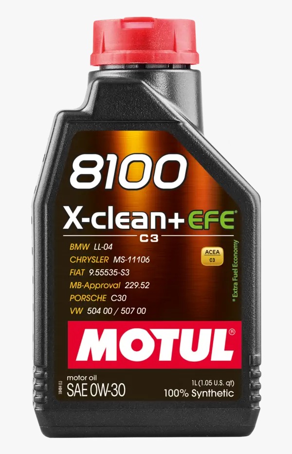 عبوة زيت محرك موتول Motul 8100 X-clean+ EFE سعة 1 لتر لزوجة 0W30، متوفرة في متجر كاربوست.