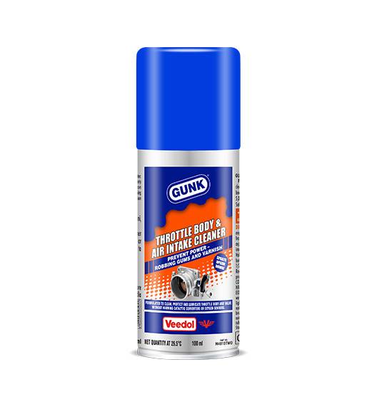 A 12 OZ (340g) aerosol canister of Genuine GUNK Throttle Body and Air Intake Cleaner fluid
