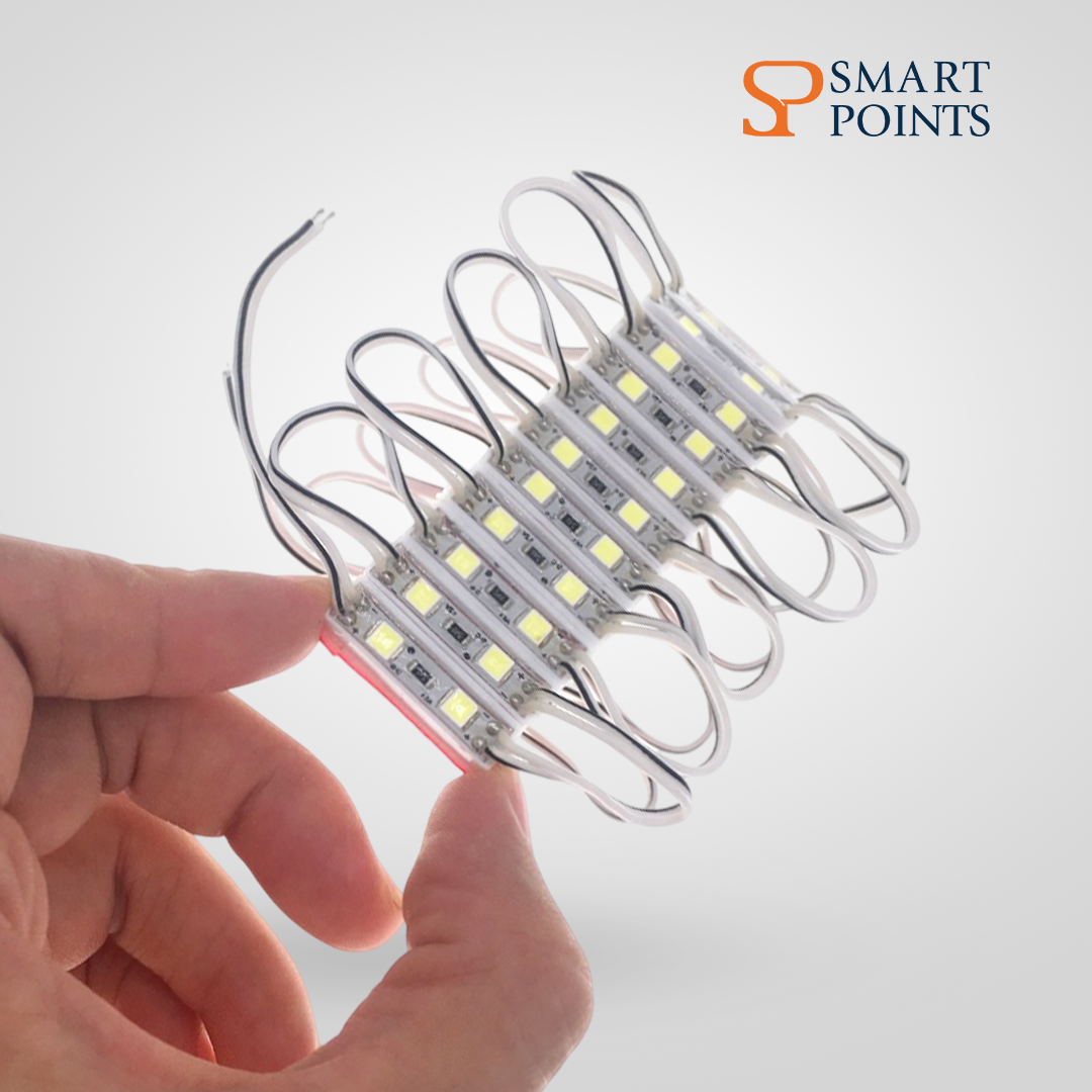  وحدة إضاءة LED – 3 شرائح – 12 فولت – ضد الماء – لون أبيض 
