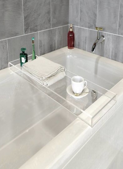  Durable Clear Acrylic Towel Tray,Lucite Bathtub Caddy 