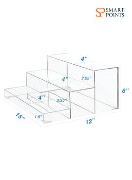  حامل عرض زجاجات خلفي مجمع من 3 طبقات، حامل اكريليك شفاف 15 × 6 × 12 انش 