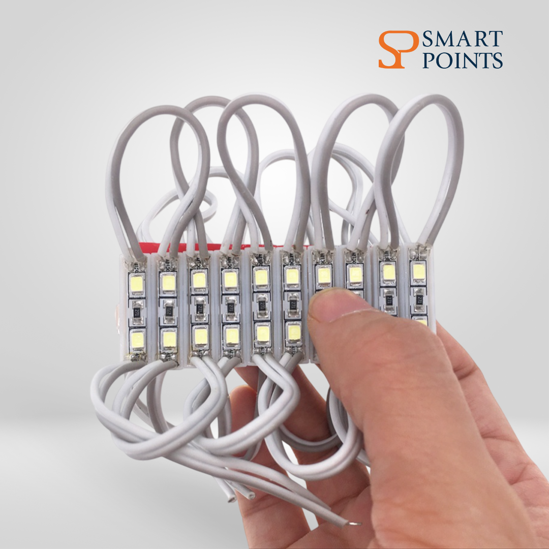  وحدة إضاءة LED – 3 شرائح – 12 فولت – ضد الماء – لون أبيض 