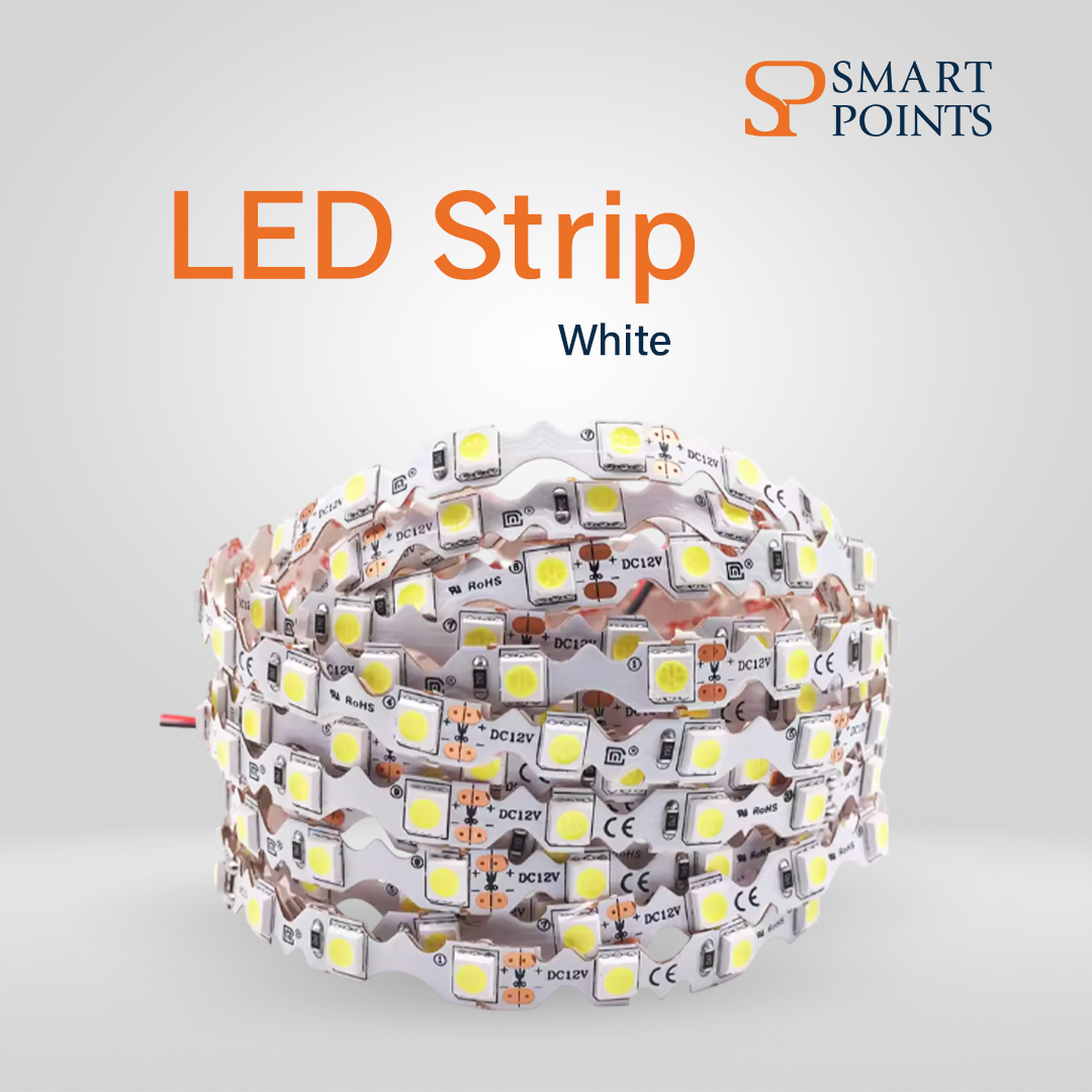   شريط إضاءة LED متعرج – مرن 12 فولت (5 أمتار، أبيض / أبيض دافئ) 