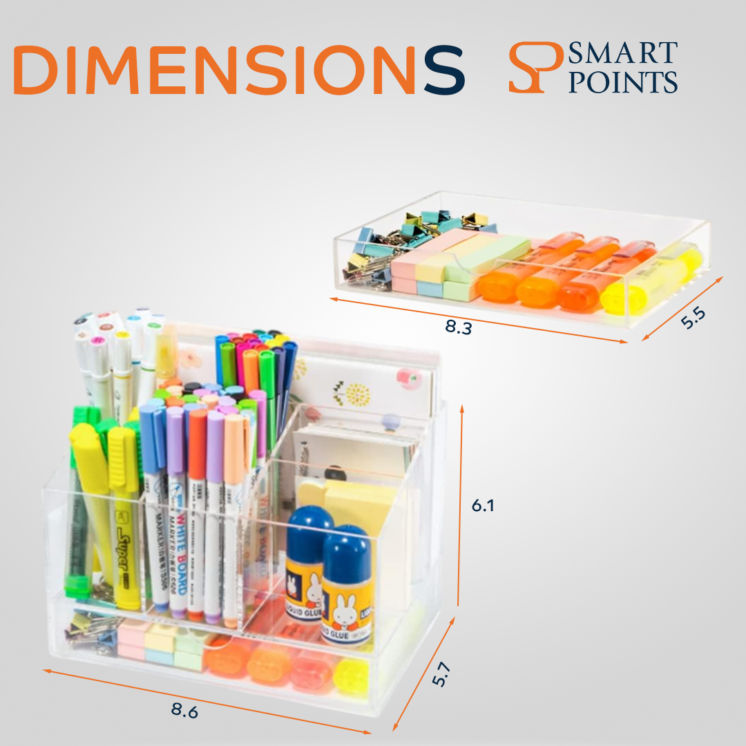  Acrylic Desk Organizer, Upgraded Clear Pencil Organizer for Desk, 7 Compartments Stationary Pen Organizer Storage with Drawer, for Office Supply, 500+ Pencils Capacity 