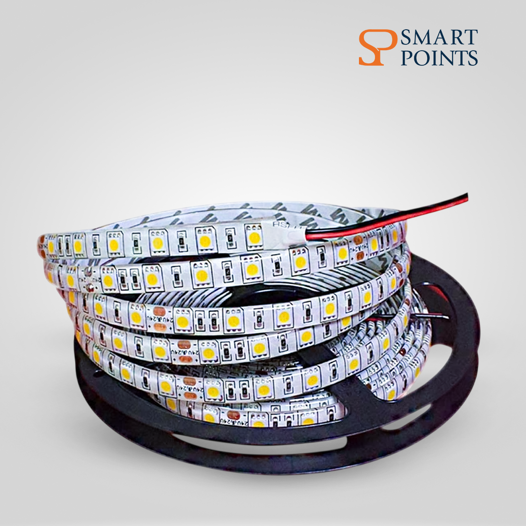   شريط إضاءة LED 5050 – مرن وعالي السطوع (12 فولت، بطول 5 أمتار، ألوان متعددة) 