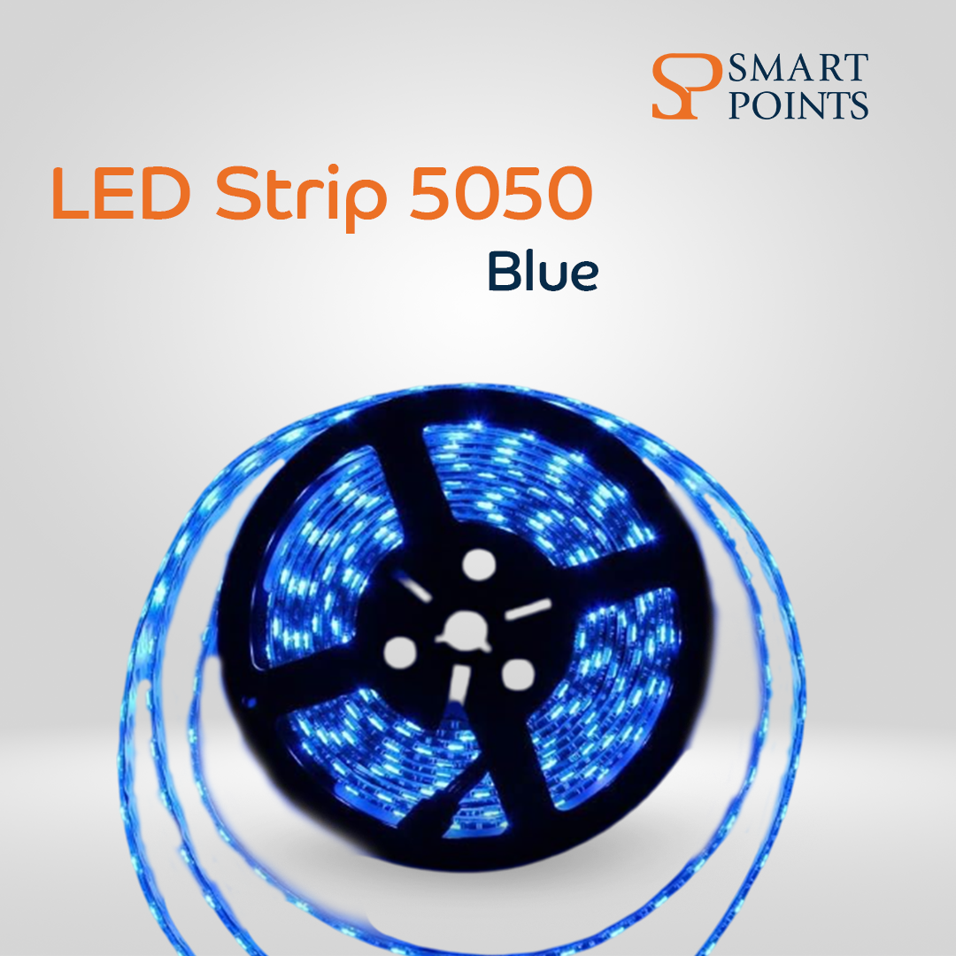   شريط إضاءة LED 5050 – مرن وعالي السطوع (12 فولت، بطول 5 أمتار، ألوان متعددة) 