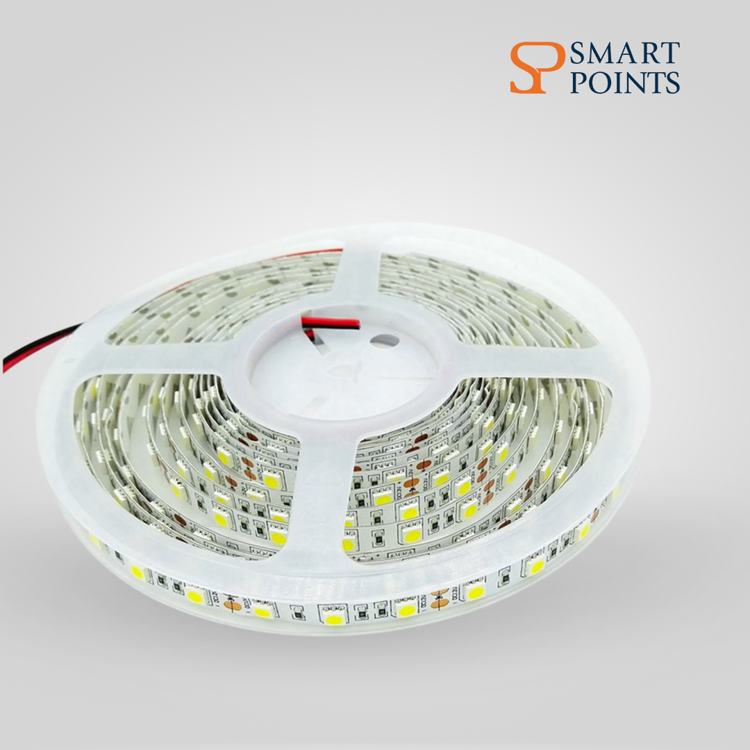   شريط إضاءة LED 5050 – مرن وعالي السطوع (12 فولت، بطول 5 أمتار، ألوان متعددة) 