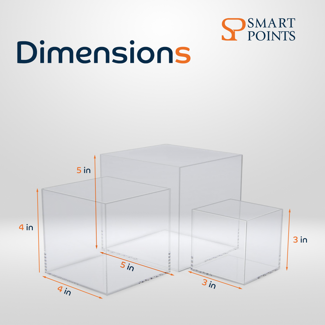  صندوق عرض أكريليك 3 قطع من Cliselda ، 3x3x3 & 4x4x4 & 5x5x5 بوصة ، حامل عرض شفاف ، صندوق متحف للمقتنيات (5 علب أكريليك ذات جوانب) 