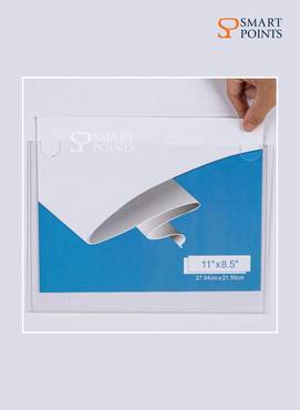  Acrylic Wall Mount Sign Holder 8.5 x 11 Horizontal 12 Pack, Clear Paper Document Holder, Wall Mount Ad Frame with 3m Tape Adhesives & Screws for Office, Home, Store, Restaurant 