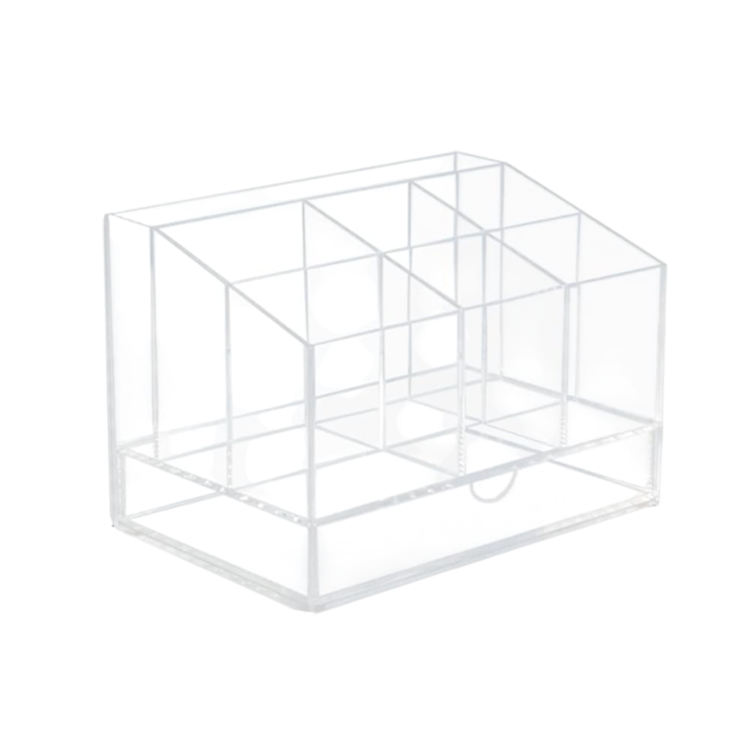  Acrylic Desk Organizer, Upgraded Clear Pencil Organizer for Desk, 7 Compartments Stationary Pen Organizer Storage with Drawer, for Office Supply, 500+ Pencils Capacity 