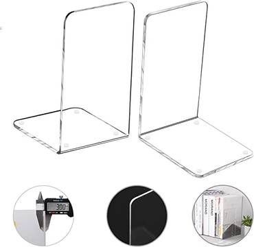  Acrylic Bookends Pair Organizer Bookshelf Decor Decorative Bedroom Library Office School Supplies Stationery Gift 