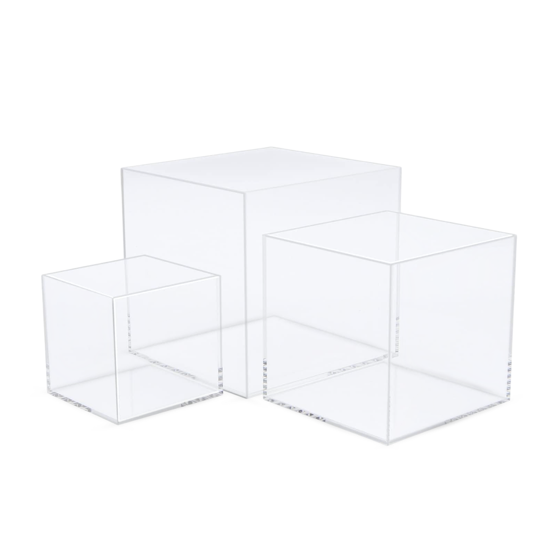  صندوق عرض أكريليك 3 قطع من Cliselda ، 3x3x3 & 4x4x4 & 5x5x5 بوصة ، حامل عرض شفاف ، صندوق متحف للمقتنيات (5 علب أكريليك ذات جوانب) 