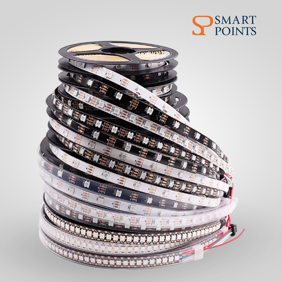   شريط إضاءة LED – مرن ومقاوم للماء (12 فولت، بطول 5 أمتار، متوفر بـ 10 ألوان) 