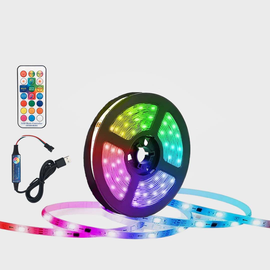  شريط ليد رقمي لاصق 2 متر USB انارة ذكيه إضاءة ملونة يمكنك اضافه التاثير بنفسك على كل جزء من أجزاء الشريط 