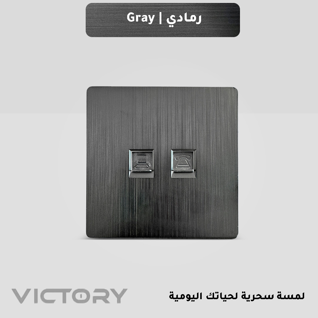  منفذ انترنت وتلفون باللون الرمادي 
