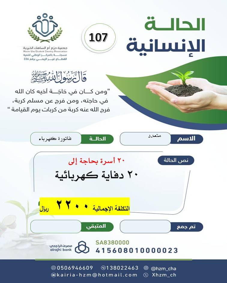 الحالة الإنسانية 107 : عشرون أسرة بحاجة إلى 20 دفاية