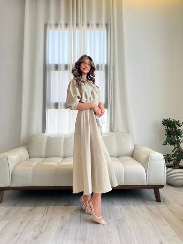 Beige Linen Dress