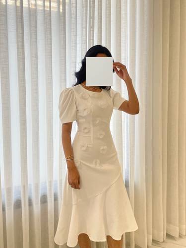Off-White Crepe Fabric Dress