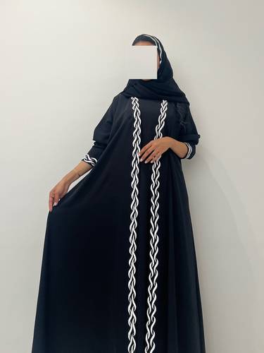 Black Abaya With White Embroidery