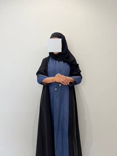 عباية جوخ قماش جينز أمامي