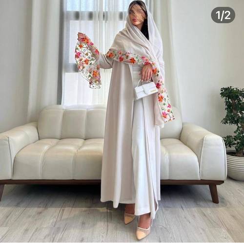 عباية تطريز ملون قماش كريب