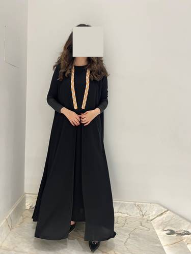 Black Abaya With Orange Trim