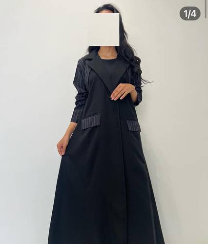 Large Striped Navy Blue Blazer Abaya