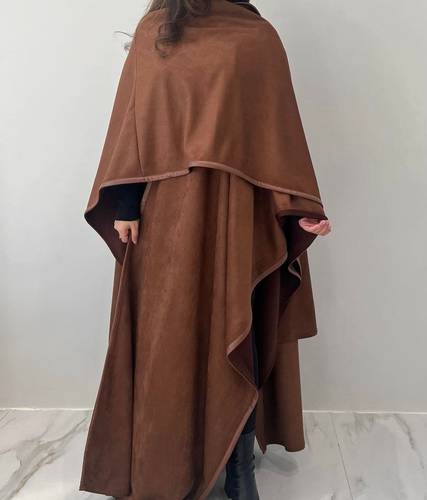 Winter Abaya, Brown Suede Fabric