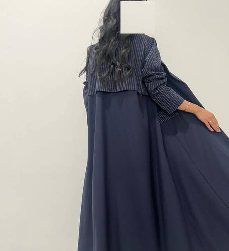 Small Striped Navy Blue Blazer Abaya