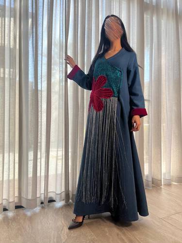 Crepe Jalabiya With Fringe