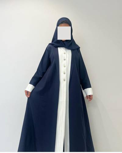 Navy And White Striped Blazer Abaya