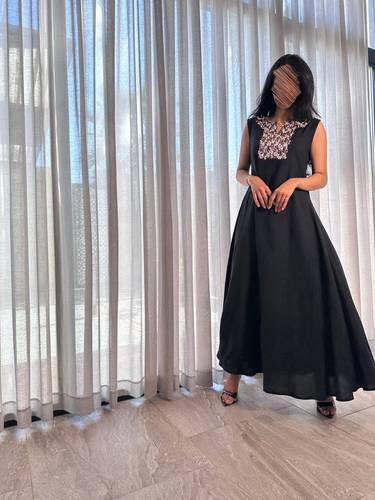 Black Jalabiya With Colorful Sequins