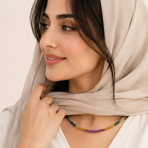 عقد أحجار متعدد الألوان الطبيعي