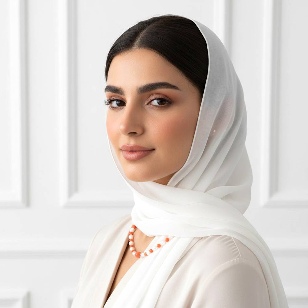 عقد لؤلؤ طبيعي بتفاصيل مرجانية برتقالية – تصميم فاخر