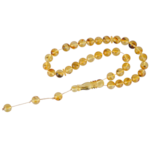 beast Natural Amber Tasbih with Inclusions – Honey Color 33 beast
