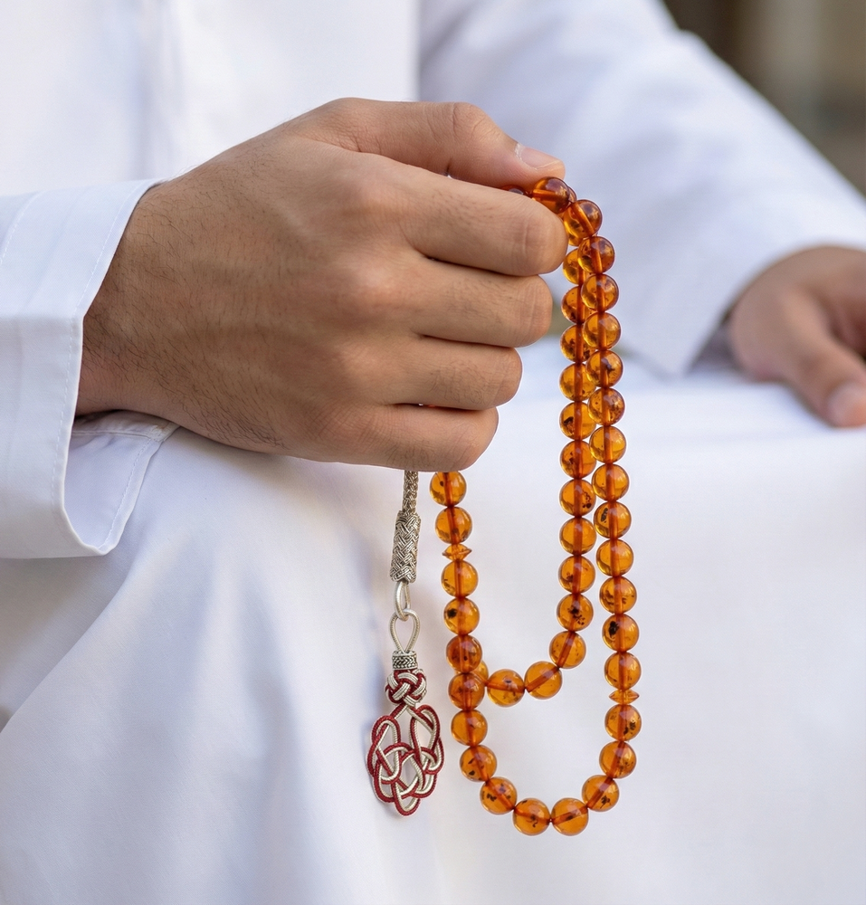 سبحة كهرمان طبيعي 
