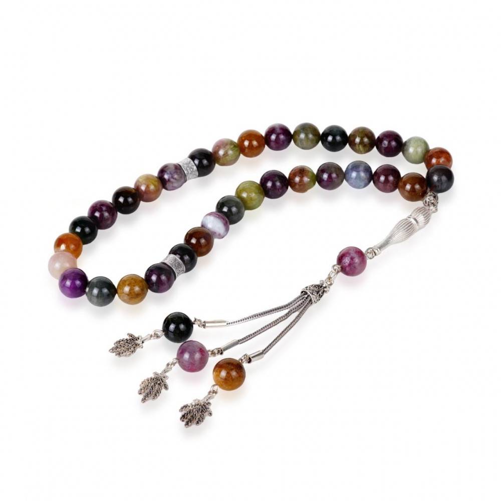 سبحة التورمالين والفضة: أناقة روحانية