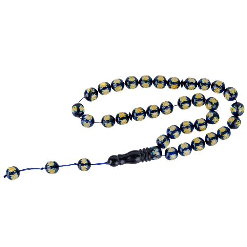 Natural Amber Misbaha – Blue over Yellow Color