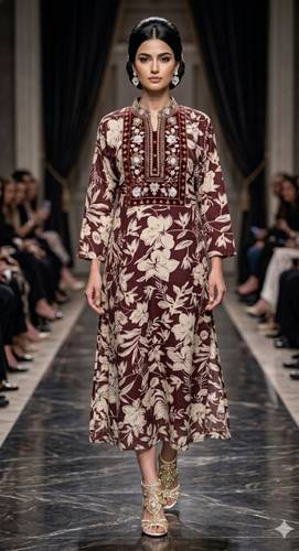 Cotton Embroidered  Jalabiyah 2684 Red Gold