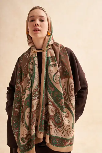 Solara Cotton Silk Scarf Coffee وشاح سولارا من القطن والحرير بلون القهوة