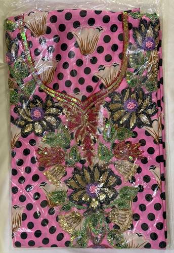 Mukhawar Indian Cotton & Silk Luxury Hand Embroidery   AJL040