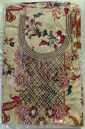 Mukhawar Cotton India Hand Made Stich Peach with Pearl RMSH09