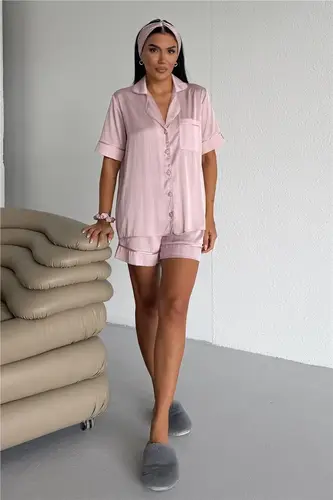 Sogni Lineari Satin Short Pajama Set