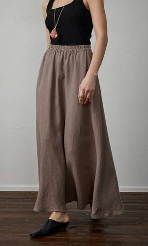 LINEN FLARED SKIRT (3123)  تنورة كتان واسعة 