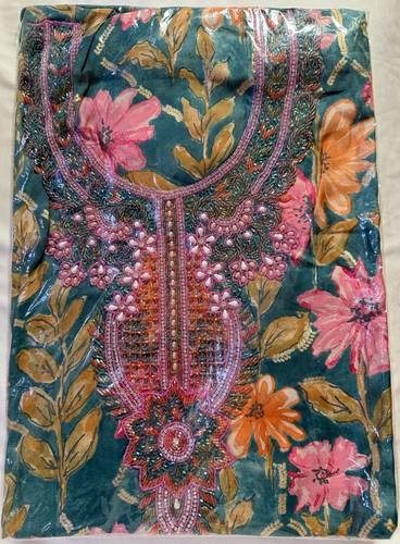 Mukhawar Cotton India Hand Made Stich Green with Pearl  RMSH11