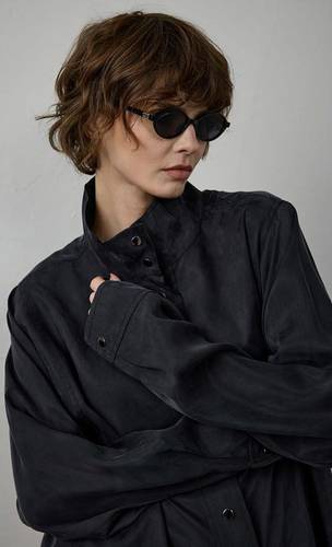 SILK TEXTURED SNAP-BUTTON SHIRT (5581) قميص بأزرار كبس من الحرير 